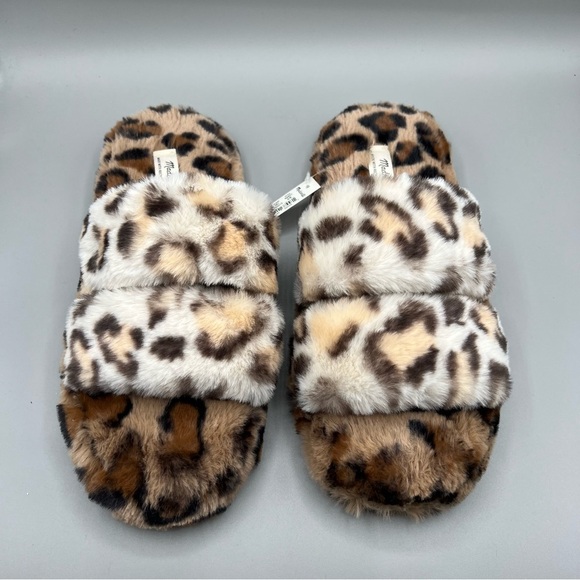 NWT/Box Madewell Two-Strap Leopard Spot Recycled Faux Fur Slippers - Size 8 - Picture 2 of 7